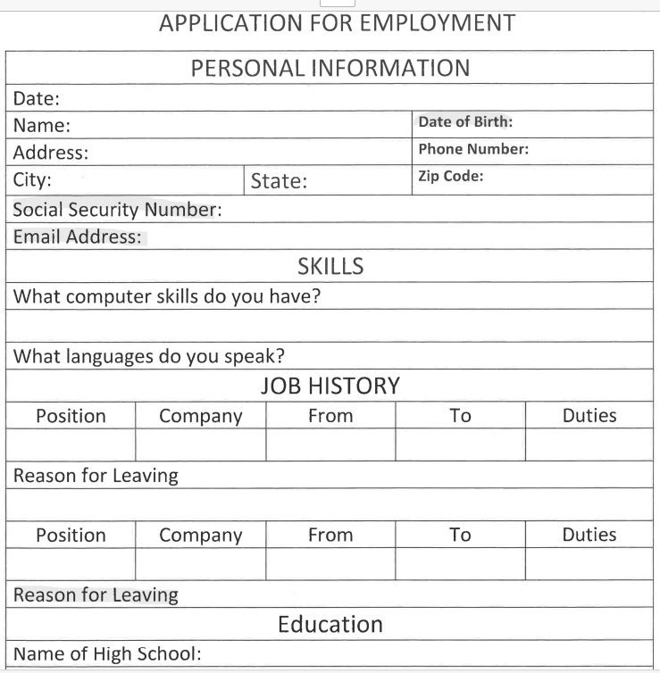 employment application