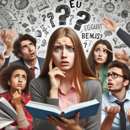 Featured image for: "“English The Crazy Language”: A Frustrating, Yet Rewarding Journey For ESL Learners – In-depth Outline", depicting Bewildered ESL Students Trying to Learn English