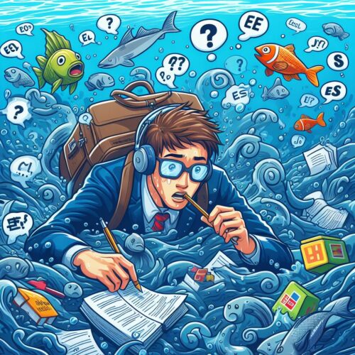 Featured image for Common English Idioms And Expressions Every Learner Should Know-pictured: Swimming upstream in a sea of confusing English phrases