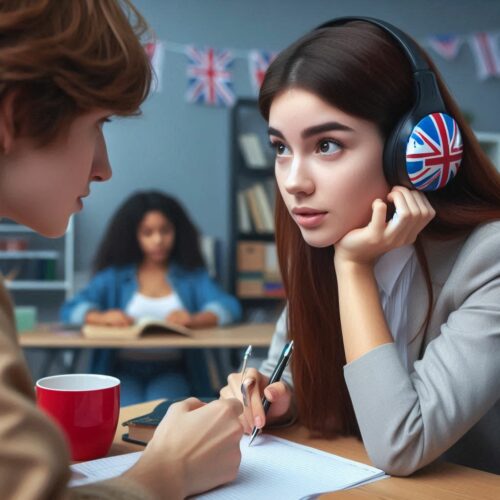 Featured image for "Improving English Listening Through Authentic Material" depicting an ESL student intently listening