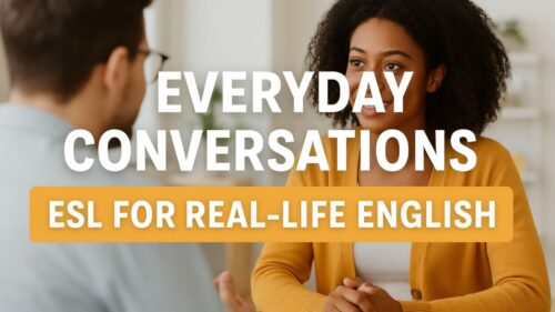A woman and man having a natural conversation in a well-lit room, symbolizing everyday English communication for ESL learners.