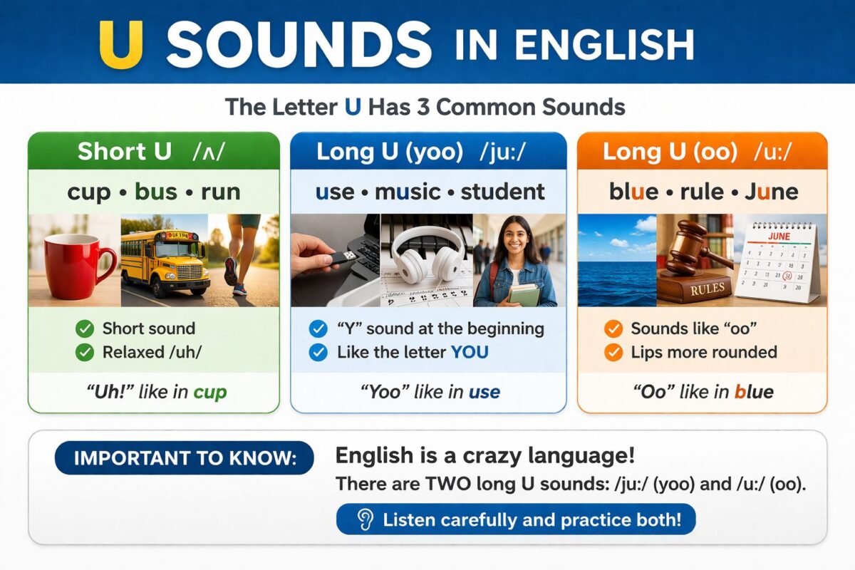 U Sounds in English infographic